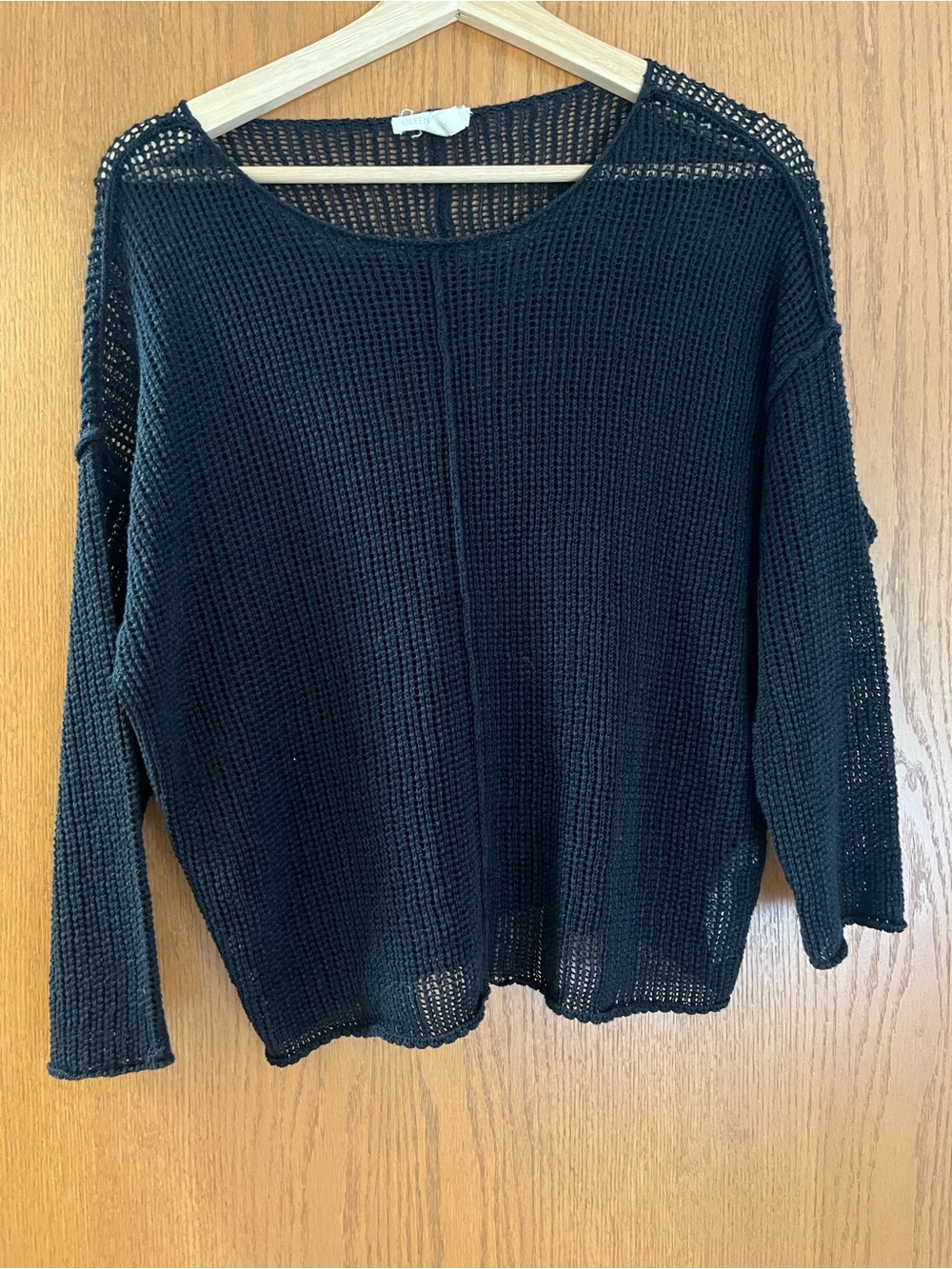 Eileen Fisher Organic Linen Open Knit 3/4 Sleeve Top Size Large